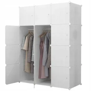 Muvu Kleiderschrank, Weiß, Kunststoff, 111x147x47 cm, Schlafzimmer, Kleiderschränke, Drehtürenschränke