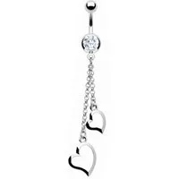 Taffstyle Bauchnabelpiercing Piercing Chirurgenstahl Kristall Zwei Herzen, Bauchnabelpiercing Bauch Bauchnabel Banane Stecker Anhänger Ketten