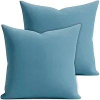 matches21 HOME & HOBBY Kissenbezüge 2er Set Kissenhülle 40x40 cm blaugrau pflegeleicht mit Reißverschluss, (2 Stück), Zierkissen-Bezüge einfarbig für Couch-Kissen mit Lotuseffekt