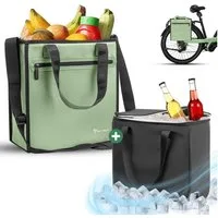 MIVELO Fahrradtasche Einkaufstasche mit Fahrradbefestigung, Shopper Gepäckträger 25L, inkl. herausnehmbarer Kühltasche