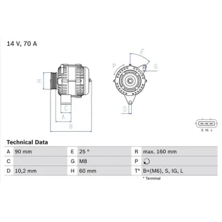 Bosch Lichtmaschine Toyota Corolla E10 E11 0986040461