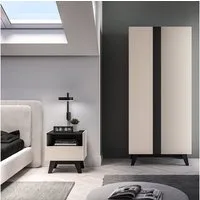 Lomadox Schlafzimmer-Set FRIONA-131, (Spar-Set, 2-tlg., Kleiderschrank Nachtkommode), kaschmir schwarz modern Möbelfüße Softclose