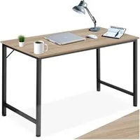 tectake Schreibtisch Bürotisch aus Holz und Stahl, Höhe 75,5 cm (Arbeitstisch Jenkins, 1-St., in Industrial Holz hell, Eiche Sonoma), große Beinfreiheit, mit höhenverstellbaren Kunststofffüßen