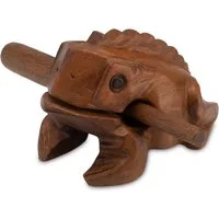 LOGOPLAY Spielzeug-Musikinstrument Klangfrosch Gr. 5, (1 tlg), Frosch Klangfrosch Gr. 5 14 cm Klangtier aus Holz Handgefertigtes