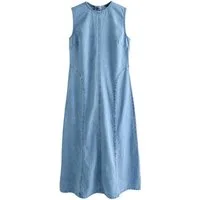 Next Jeanskleid Ärmelloses, nahtloses Denim-Maxikleid (1-tlg)