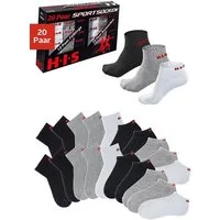 H.I.S Kurzsocken Sportsocken Tennissocken Damen Herren (Box, 20-Paar, Großpackung Gr. 35-38 bis 43-46) und Sneakersocken mit Frottee in einer Großpackung