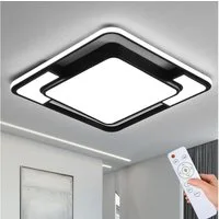 style home Deckenleuchte LED Deckenlampe dimmbar mit Fernbedienung, 90W-Ø42cm, Warmweiß bis Kaltweiß 3000K-6000K, quadratisch 42x6 cm, Schwarz, für Wohnzimmer Büro