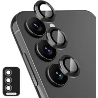 Wigento Handyhülle Für Samsung Galaxy A16 Aluminium Ring Kamera + H9 Hart Glas Schwarz, Kameralinsenschutz mit Metallring, gehärtetes Glas