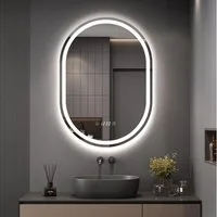 Dripex Badspiegel LED Oval Spiegel, Badezimmerspiegel mit UHR / Bluetooth-Lautsprecher, Wandspiegel mit Beleuchtung, 3 Lichtfarbe, Dimmbar