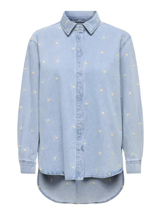 ONLY - ONLVERA LS DAISY EMB DNM SHIRT QYT Medium Blue Denim - Gr. - S