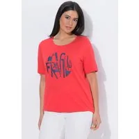 Ulla Popken T-Shirt T-Shirt Schriftmotiv Rundhals Halbarm Elastiksaum