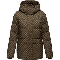 Ragwear Steppjacke Wikesh Print Wasserdichte Damen Winterjacke mit Hahnentritt-Muster