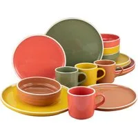 CreaTable Kombiservice Stack bunt (16-tlg), 4 Personen, Steingut