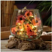 MARELIDA LED-Lichterkette pinke Blumen Blumengirlande Blumenlichter Timer L: 1,45m für Außen, 20-flammig