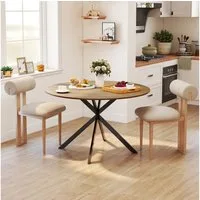 HOMCOM Esstisch industrieller Küchentisch mit gekreuzten Stahlbeinen (für Esszimmer, Küche, Wohnzimmer, 1-St., rund, 120 x 120 x 75 cm), Eiche