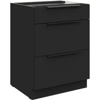 Küchen-Preisbombe Auszugsunterschrank 60 cm Küche SIENA Schwarz Vollauszug Soft-Close Küchenzeile