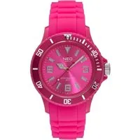 Neo Watch Quarzuhr Damenuhr Herrenuhr unisex pink NICE-1 Armbanduhr Modell N1-015, Mineralglas, Damen Herren Uhr, pinkes Gehäuse, pinkes Armband
