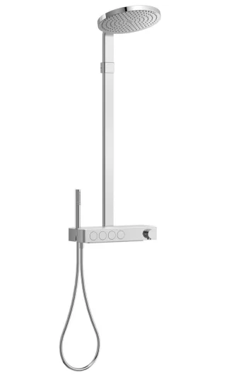 VitrA Prime Round Thermostat-Duschsystem mit Kopf-, Handbrause und Wanneneinlauf Chrom,A47313 A47313