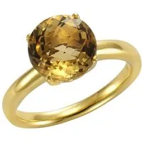 Jamelli Fingerring Silber 925 vergoldet mit echtem Citrin 10mm
