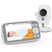 TWUFY Video-Babyphone Babyphone mit Kamera IPS VOX Nachtsicht Babyfon Video Baby Monitor, ohne WLAN mit 2000mAh Akku, Gegensprechfunktion, 2,4-GHz-FHSS, Infrarot-Nachtsicht, Temperaturanzeige, Schlaflieder, Zwei-Wege-Audio, 2/3-fach Zoom mit Fernbedi