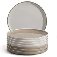 Hausfelder Geschirr-Set Steingut Teller Set 8 Personen Mix, Shadow Stone/Nordic Sand (8-tlg), 8 Personen, Steinzeug, spülmaschinen- & mikrowellengeeignet, Reaktivglasur