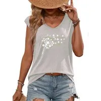 PYLIKE Print-Shirt Shirts Damen Elegant Löwenzahn Ausgefallene bequemes Tanktop Bequem für Freizeit und Büro,Strandurlaub