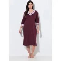 Ulla Popken Bigshirt Nachthemd Streifenkanten V-Ausschnitt 3/4-Arm