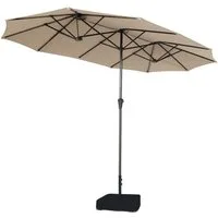 Sekey Sonnenschirm 400 x 220 cm Doppelsonnenschirm mit Kurbel, Groß Gartenschirm, UPF50+, LxB: 400,00x220,00 cm, Ohne/mit 50kg Ständer, UV 50+, wasserdicht, belüftet