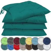 NatureMark Sitzkissen 4er-Set Stuhlkissen 40x40cm mit Bändern, Sitzpolster Kissen 4er Pack, schadstoffgeprüft, Petrol
