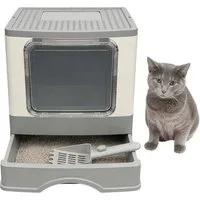 relaxdays Katzentoilette Geschlossenes Katzenklo mit Schublade