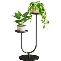 Bamworld Blumenständer Metall Pflanzständer 2-stufig – Modernes Design in Schwarz (1 St), Perfekt für Wohnzimmer, Balkon, Terrasse oder Garten