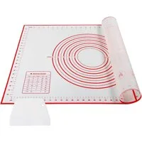 Blusmart Backmatte Backmatte aus Silikon, 100 % Silikon (Antihaftbeschichtung, wiederverwendbar), mit Maßnahmen für Fondant/Kekse/Pizza, Rot
