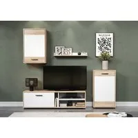 INOSIGN Wohnwand Valetta inkl. TV-Kommode, Hänge-Vitrine, Sideboard und Wandregal, (Komplett-Set, 4-St., 4), inkl. Lowboard, Hängeschrank, Wandboard und Highboard