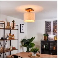 hofstein Deckenleuchte »Meolo« Deckenlampe aus Holz und Stoff in weiß/natur, ohne Leuchtmittel, im Vintage/Retro Look, 1xE27