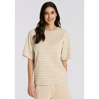 BOSS ORANGE T-Shirt Eregular Stripe Premium Damenmode Relaxed Fit, reine Baumwolle