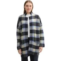 TOM TAILOR Jacquardstrickjacke im Karo-Design und ohne Verschluss