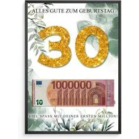 Tigerlino Poster Geldgeschenk Geburtstag Männer Frauen Geburtstagsgeschenk, 30. Geburtstag