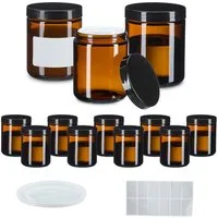 relaxdays Dose Salbentiegel Braunglas 12er Set