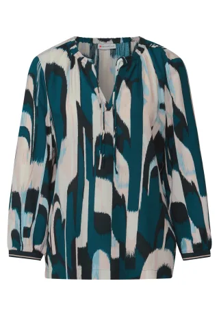 Street One - Ikat Tunika mit Tape-Details tide blue - Gr. - 34