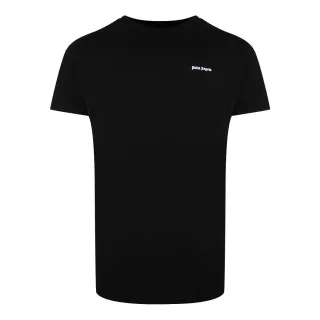 Klassisches Kurzarm-Stretch-Logo-T-Shirt in Schwarz