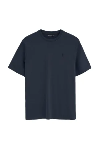 T-Shirt marineblau im Loose Fit mit Rundhalsausschnitt und Rigby Go Logo