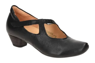 Think 1127 Damen Riemchen Pumps schwarz - Echtleder Komfort Fu?bett, flexibel...