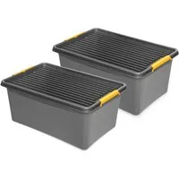 Kreher Aufbewahrungsbox 'Solid Box' aus Kunststoff mit Deckel und Rollen (Set/Volumen wählbar) (2 St)