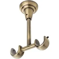 MDEKOR Gardinenstangenhalter für Gardinenstange 19 mm, Decketräger 2-läufig Antik Gold R Deckenhalter