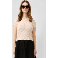 QS Kurzarmshirt T-Shirt Transparentes Spitzen-Shirt