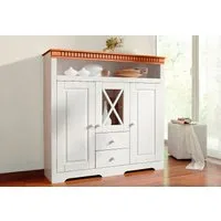 OTTO home Highboard Lisa, Stauraumschrank aus massivem Kiefernholz, mit dekorativen Fräsungen