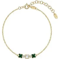 Suzan Gold Goldarmband 375 Echtgold TréviaGlow Kleeblatt Trio grün weiß