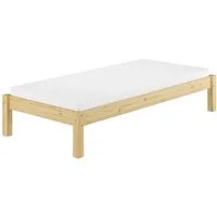 ERST-HOLZ Massivholzbett Futonbett Einzelbett 90 x 200 cm Massivholzbett Kiefer, Kiefer farblos lackiert