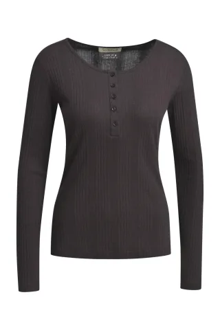 Smith&Soul - Fitted Henley Longsleeve choco - Gr. - XXL