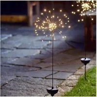 MARELIDA LED Solarleuchte LED Solarstab FEUERWERK Gartendeko 90 warmweiße LED 100cm Lichtsensor, LED Classic, warmweiß (2100K bis 3000K)